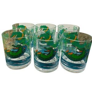 Vintage Stotter Cup Tumblers Alligator Acrylic Drink Glasses Set Of 6 Gator